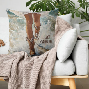 Personalised Cowgirl Beach Pillow – Custom Gift
