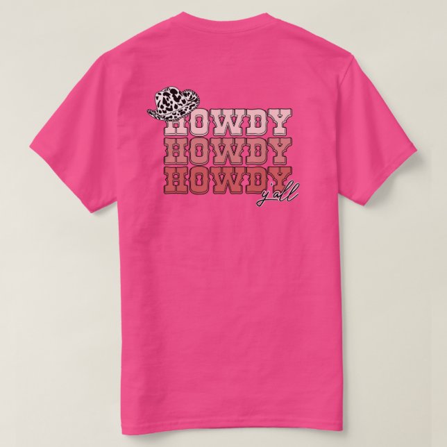 Personalised Cowgirl western hat Howdy Y'all rodeo T-Shirt (Design Back)
