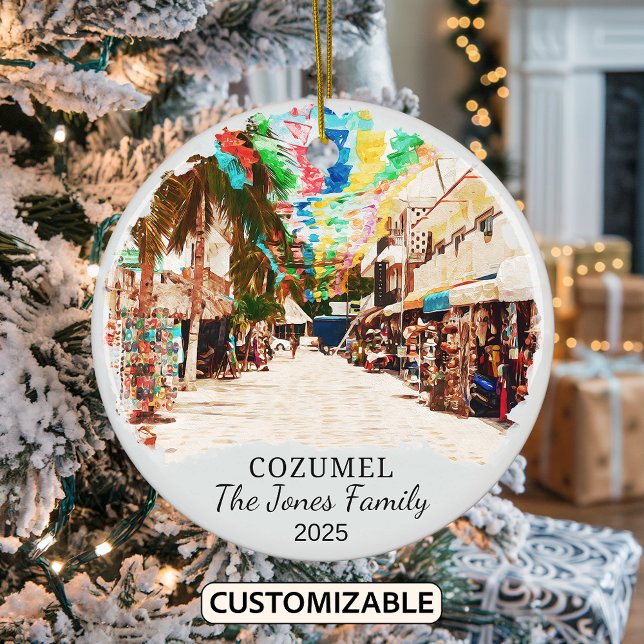 Personalised Cozumel Ornament, Mexico Ceramic Tree Decoration (Creator Uploaded)