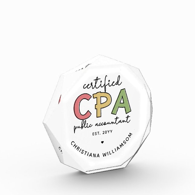 Personalised CPA Certified Public Accountant Gifts Photo Block (Left)