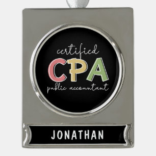 Personalised CPA Certified Public Accountant Silver Plated Banner Ornament