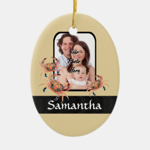 Personalised crab ceramic tree decoration