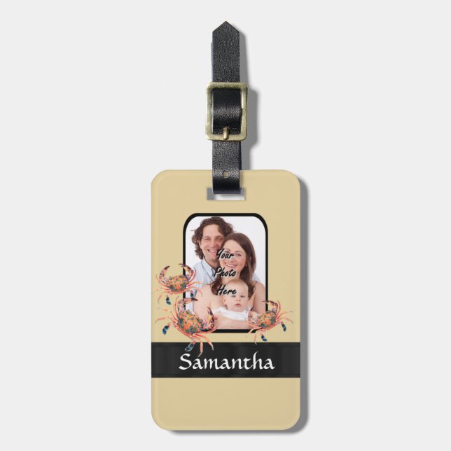 Personalised crab luggage tag (Front Vertical)