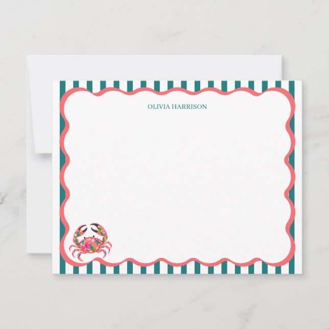 Personalised Crab Notecards | Custom Stationery (Front)