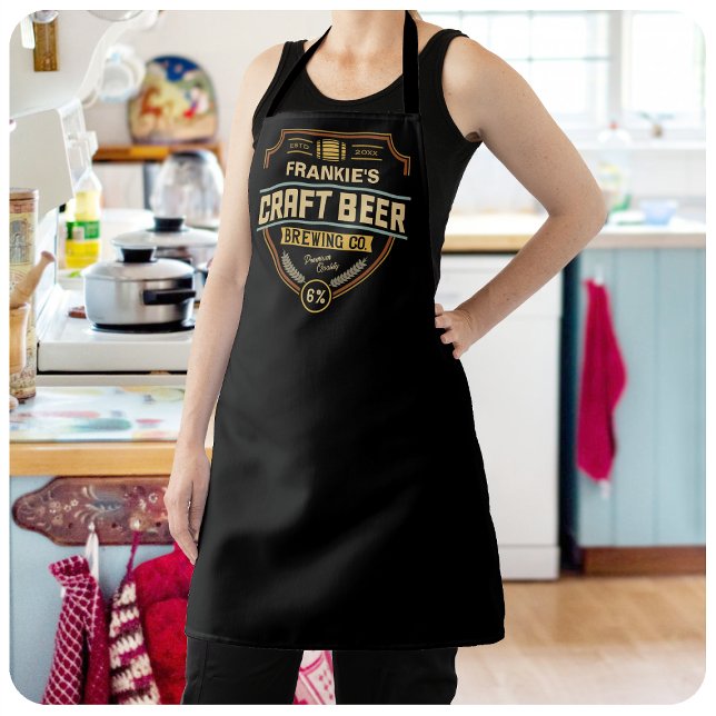 Personalised Craft Beer Label Brewing Company Bar  Apron (Creator Uploaded)