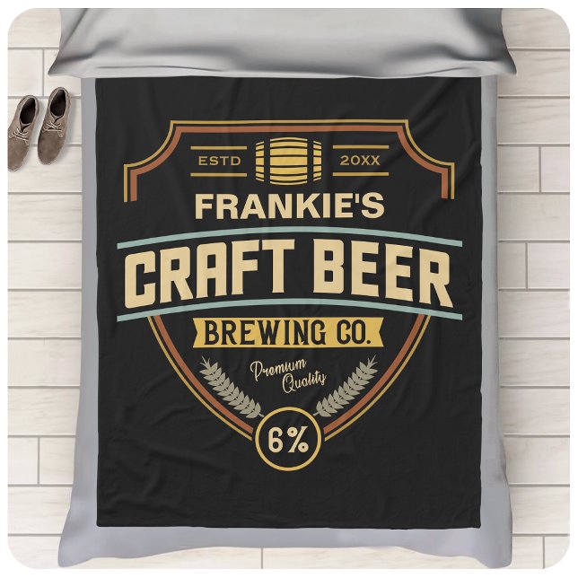 Personalised Craft Beer Label Brewing Company Bar  Fleece Blanket (Creator Uploaded)