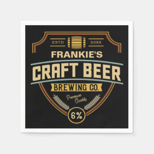 Personalised Craft Beer Label Brewing Company Bar Napkin