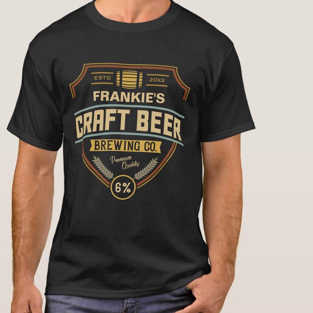 Personalised Craft Beer Label Brewing Company Bar  T-Shirt (Creator Uploaded)