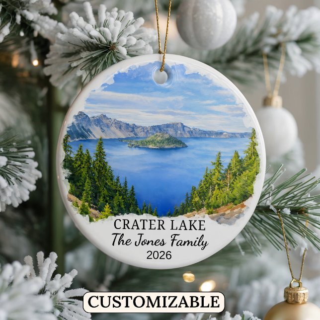 Personalised Crater Lake National Park, Oregon Ceramic Tree Decoration (Creator Uploaded)