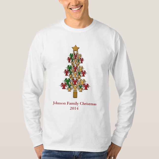 Personalised Crawfish / Lobster Christmas Tree T-Shirt (Front)