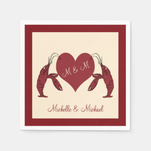 Personalised Crawfish Lobsters With Heart Napkin