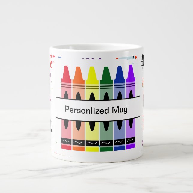 Personalised Crayon Back To School Large Coffee Mug (Front)