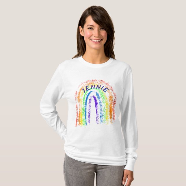 Personalised Crayon Rainbow T-Shirt (Front Full)
