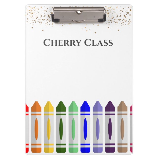 Personalised Crayon Star Design Class Clipboard (Front)