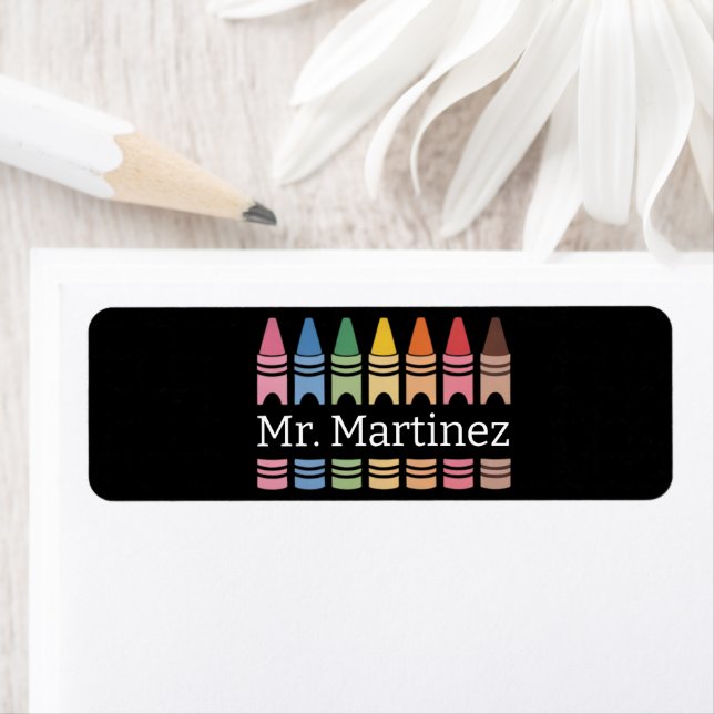 Personalised Crayon Teacher Name Cute Back School (Insitu)