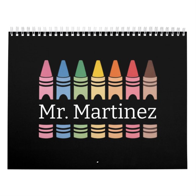Personalised Crayon Teacher Name Cute Back School Calendar (Cover)