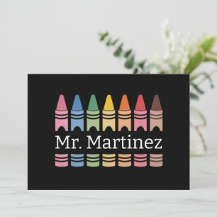 Personalised Crayon Teacher Name Cute Back School Invitation