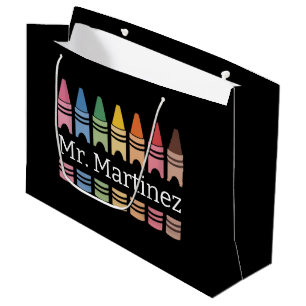 Personalised Crayon Teacher Name Cute Back School Large Gift Bag