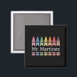 Personalised Crayon Teacher Name Cute Back School Magnet<br><div class="desc">Personalised Crayon Teacher Name Cute Back to School</div>