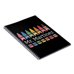 Personalised Crayon Teacher Name Cute Back School Notebook