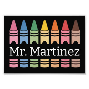Personalised Crayon Teacher Name Cute Back School Photo Print