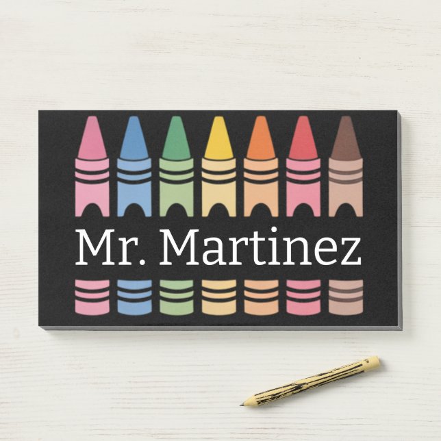 Personalised Crayon Teacher Name Cute Back School Post-it Notes (On Desk)