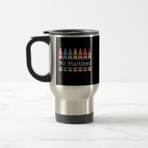 Personalised Crayon Teacher Name Cute Back School Travel Mug