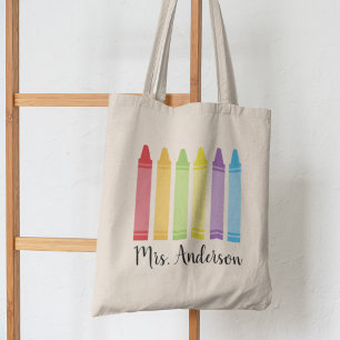 Personalised Crayon Teacher Tote Bag Teacher Gift 