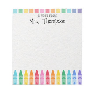 Personalised Crayon Teacher's Rainbow Cute Notepad