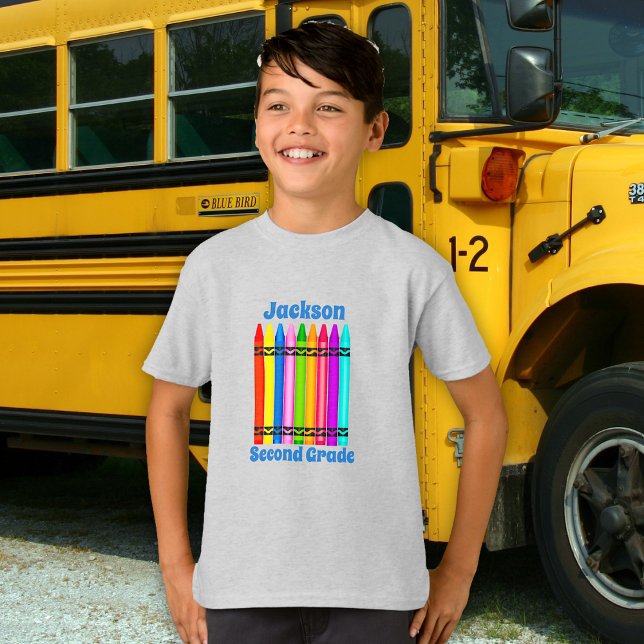 Personalised Crayons School Grade Design T-Shirt (Creator Uploaded)