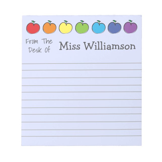 Personalised Crayons Teacher Appreciation Gift Notepad (Front)