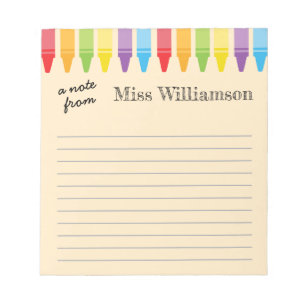 Personalised Crayons Teacher Appreciation Gifts Notepad