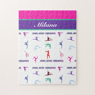 Personalised Crazy About Gymnastics Silhouettes Jigsaw Puzzle