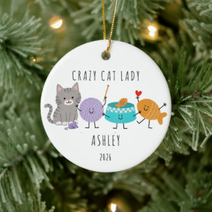 Personalised Crazy Cat Lady Christmas Ornament