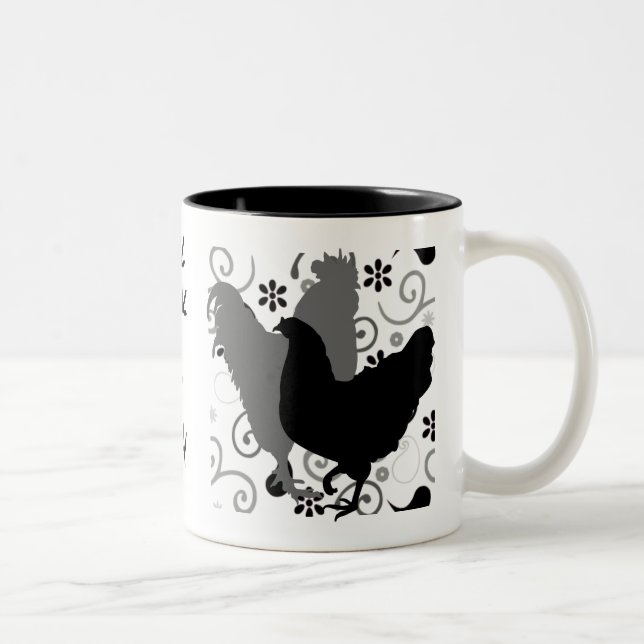 Personalised Crazy Chicken Black & White Mug (Right)