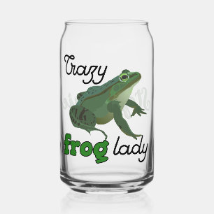 Personalised Crazy Frog Lady Frog Lover Gifts Can Glass