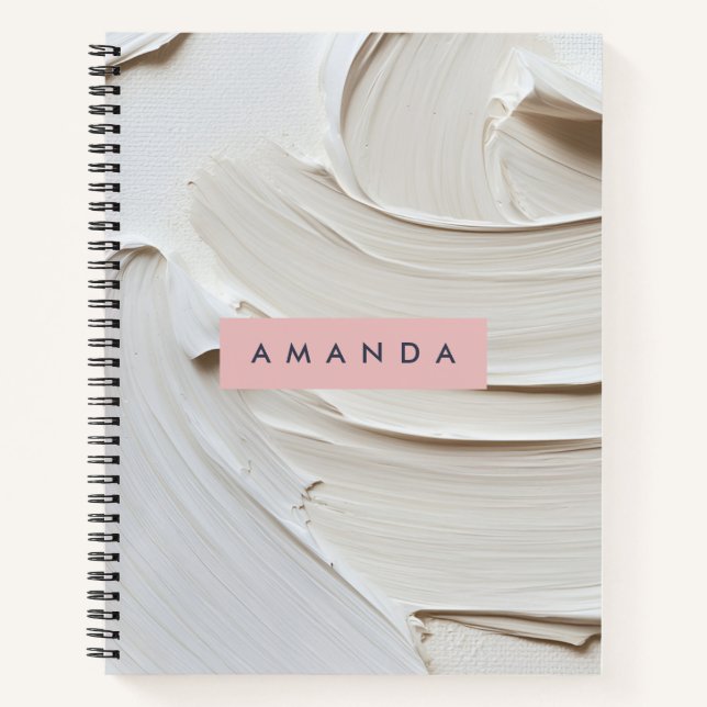 Personalised Cream Abstract Brushstroke Notebook (Front)