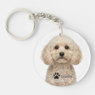 Personalised Cream Maltipoo Dog Keychains
