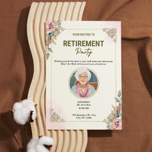 Personalised Cream & Pink Watercolour Retirement Holiday Card