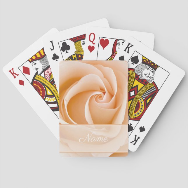 Personalised Cream Rose Playing Cards (Back)