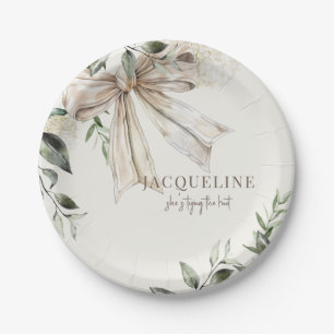 Personalised Cream Tying the Knot Shower  Paper Plate