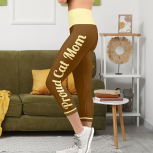 Personalised Cream Vintage Retro Classic Cat Love Capri Leggings