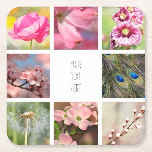 Personalised Create Your Own Photo Collage   Square Paper Coaster