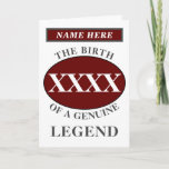 Personalised Create Your Own Year Legend Birthday Card<br><div class="desc">Fun "Birth Of A Legend" birthday red,  grey and white card. Add the year,  change "Legend" to suit your needs. Add the name and a unique message in the card. All easily done using the template provided. Change the year to suit any birthday celebration.</div>