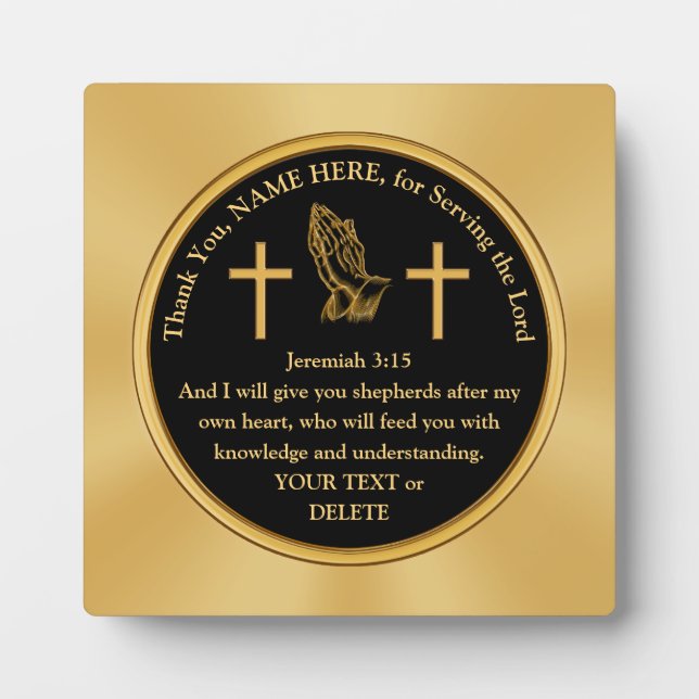Personalised, Creative Pastor Appreciation Gifts Plaque (Front)