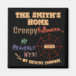 Personalised Creepy Colourful Halloween Spider Web Magnet