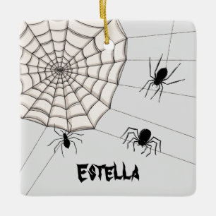 Personalised Creepy Spiders Halloween Ceramic Ornament