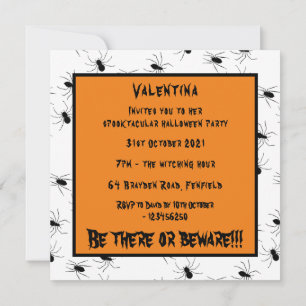 Personalised Creepy Spiders Halloween Invitation