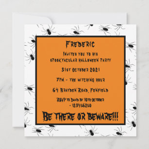 Personalised Creepy Spiders Halloween Invitation