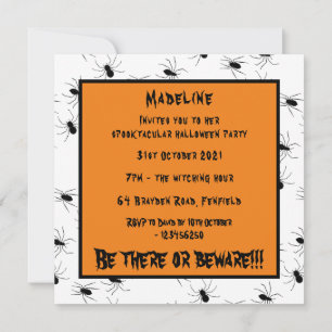 Personalised Creepy Spiders Halloween Invitation